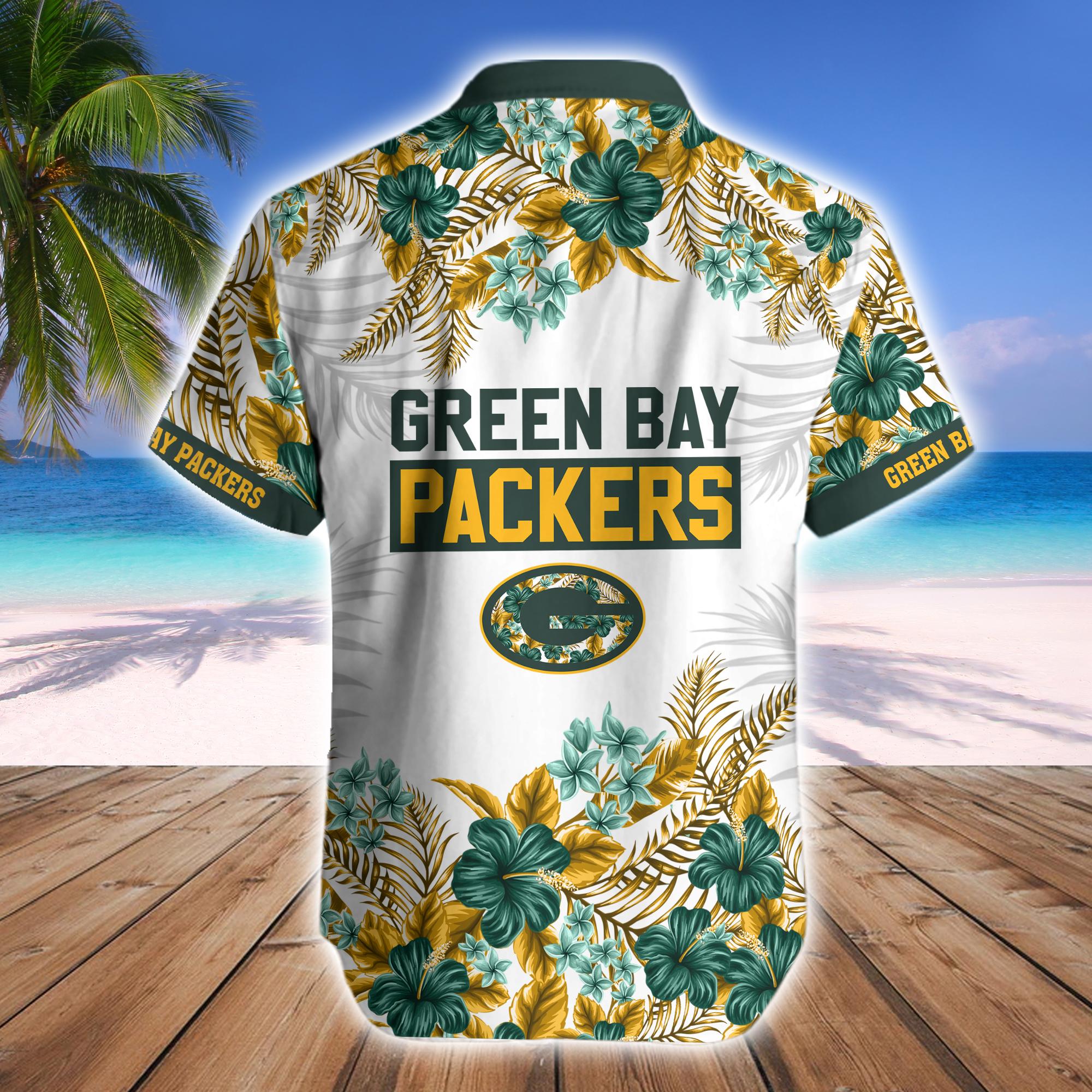 Green Bay Packers Tropical Hawaiian Fan Shirt Shorts Cheesehead Set