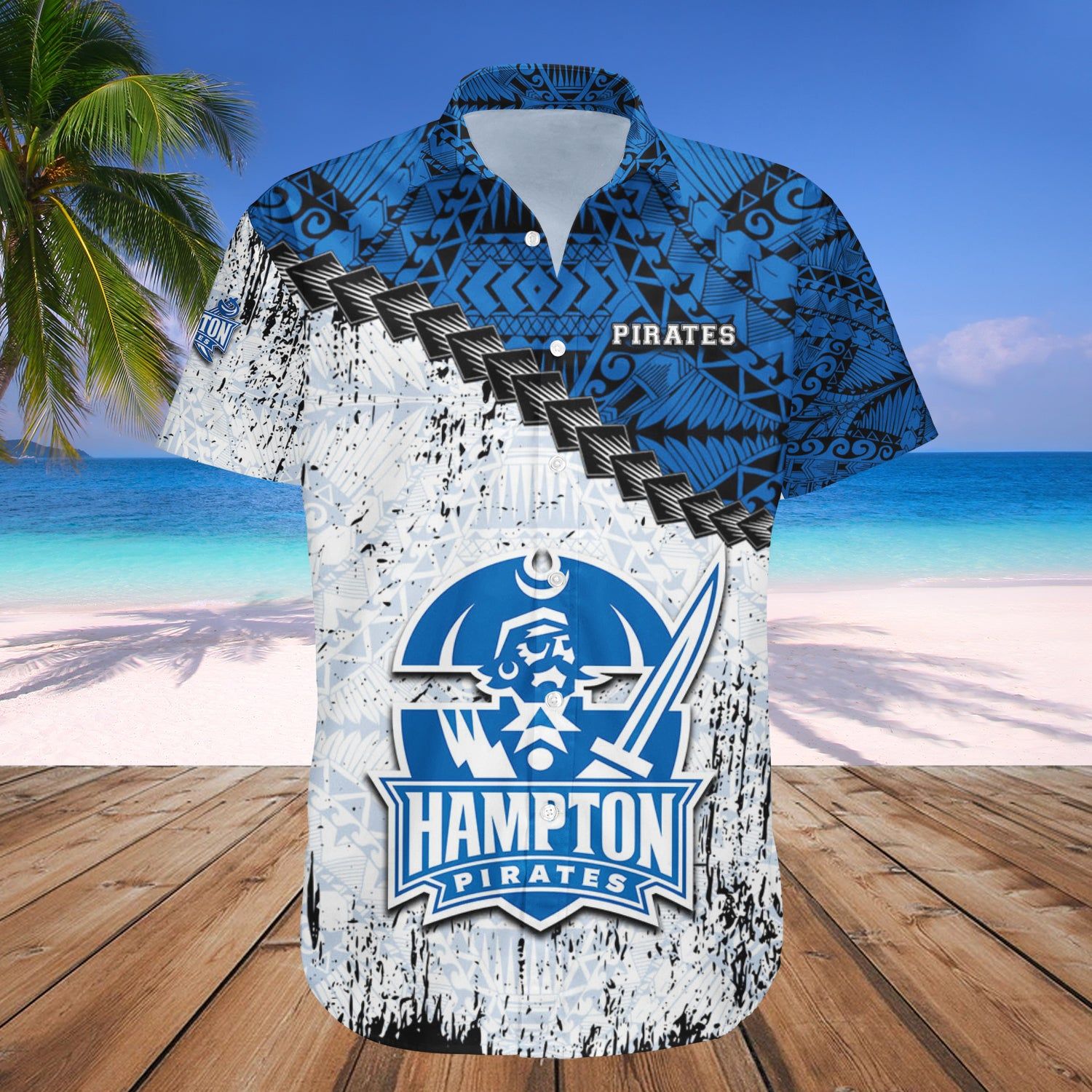 Hampton Pirates Hawaii Shirt Grunge Polynesian Tattoo NCAA
