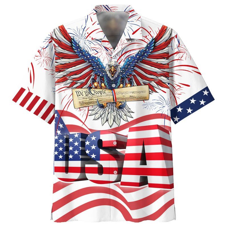 Happy Independence Day Flying Bald Eagles Usa All Printed 3D Hawaiian Shirt