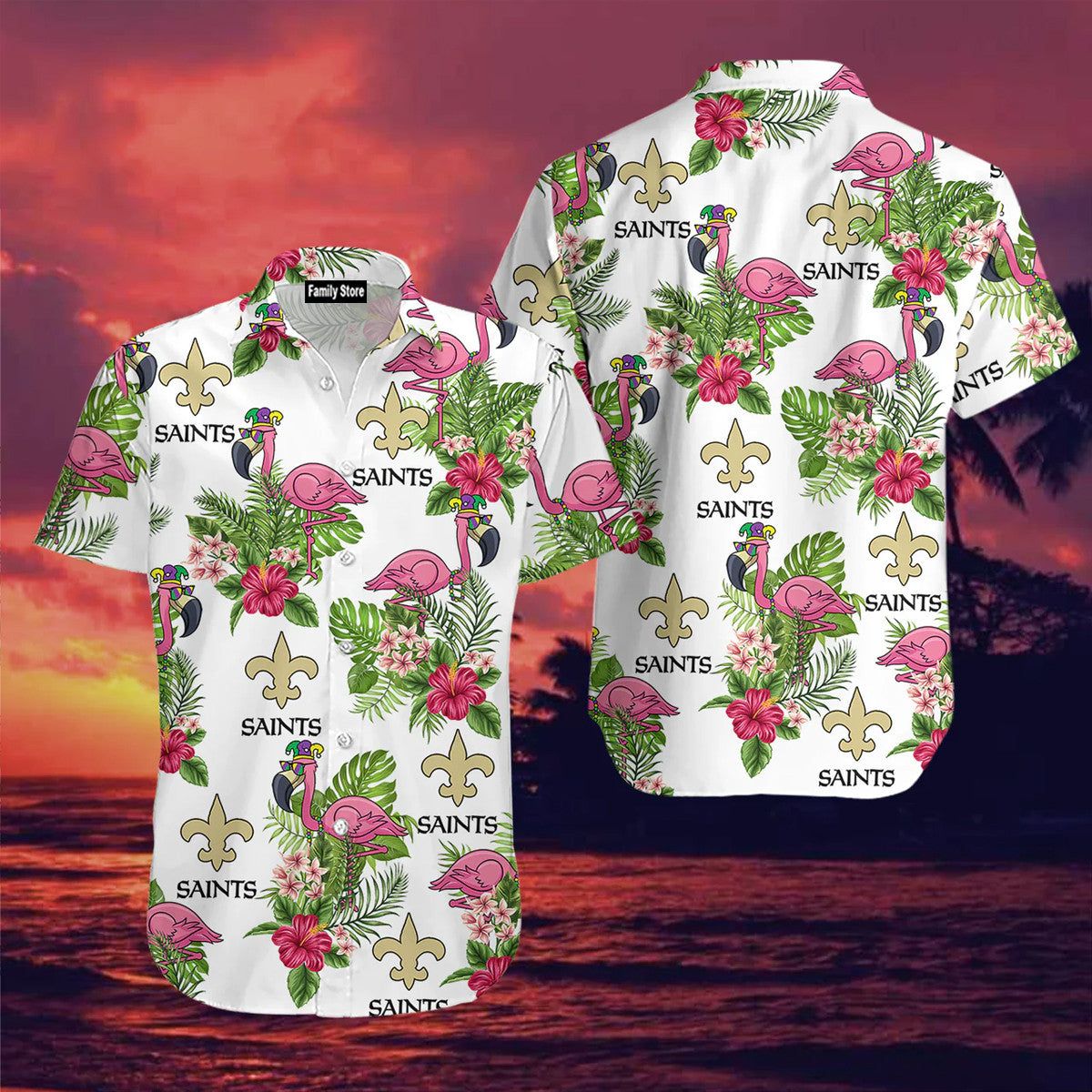 Happy Mardi Gras New Orleans Saints Floral Hawaiian Shirts
