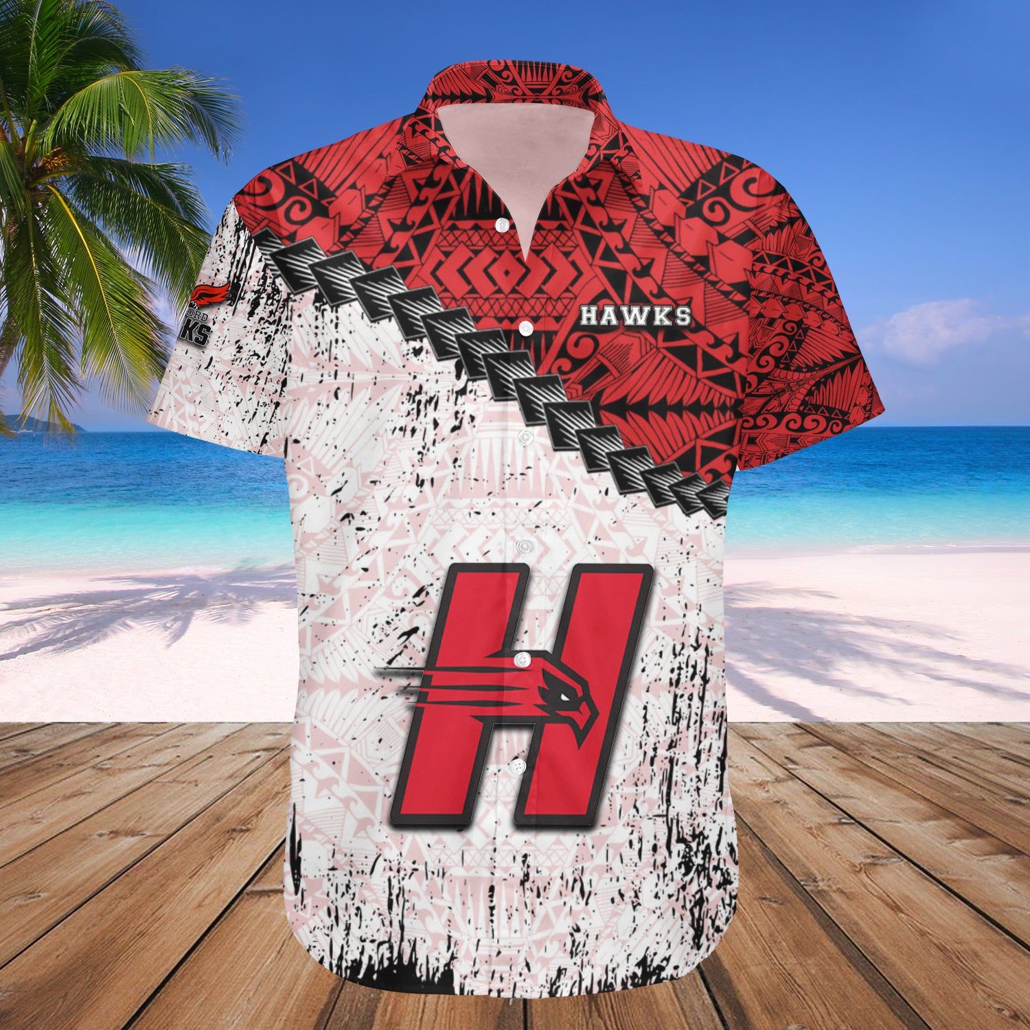 Hartford Hawks Hawaii Shirt Grunge Polynesian Tattoo NCAA