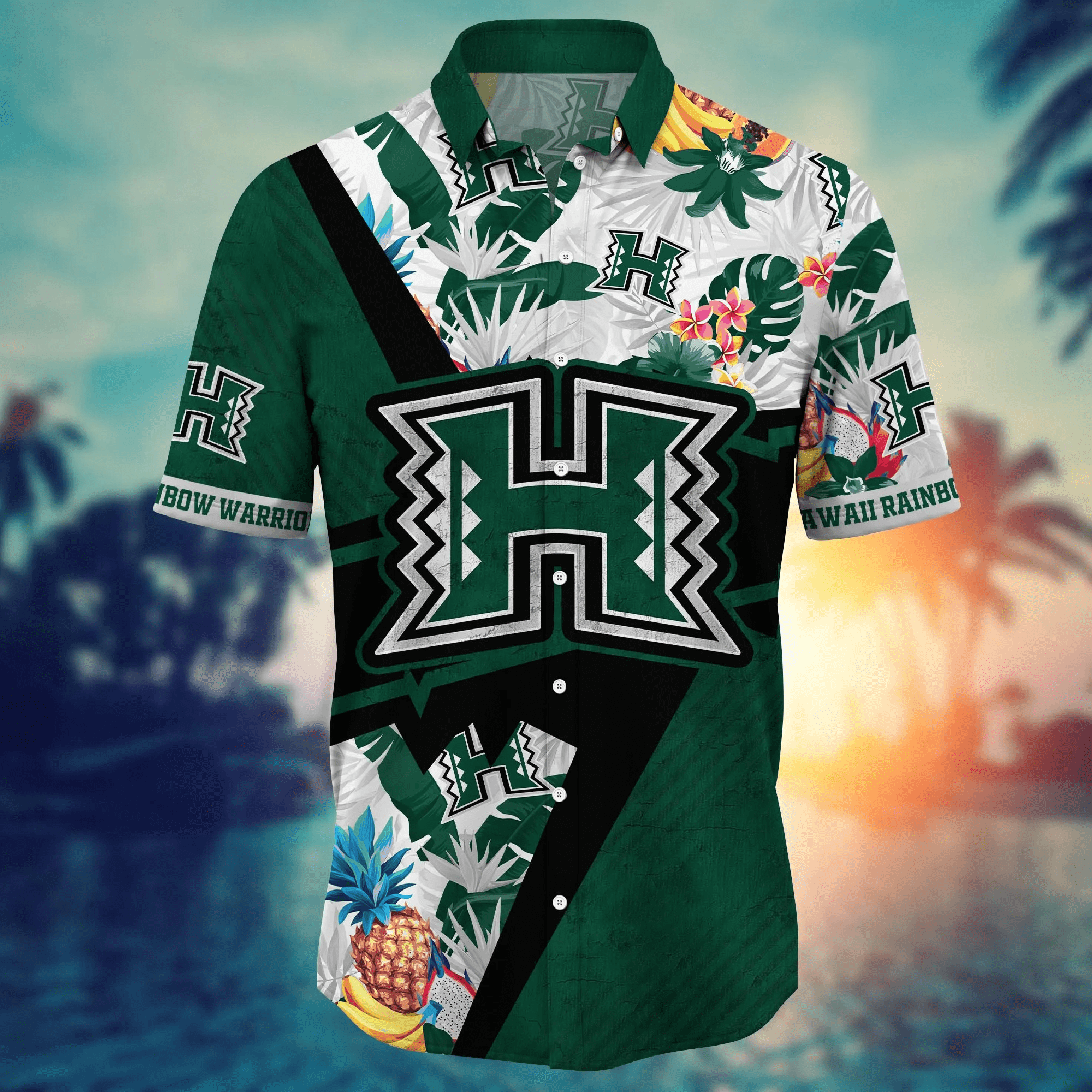 Hawaii Rainbow Warriors NCAA Hawaiian Shirt Sun Rays Aloha Shirt 2 Hawaii Rainbow Warriors NCAA Hawaiian Shirt Sun Rays Aloha Shirt - Image 2