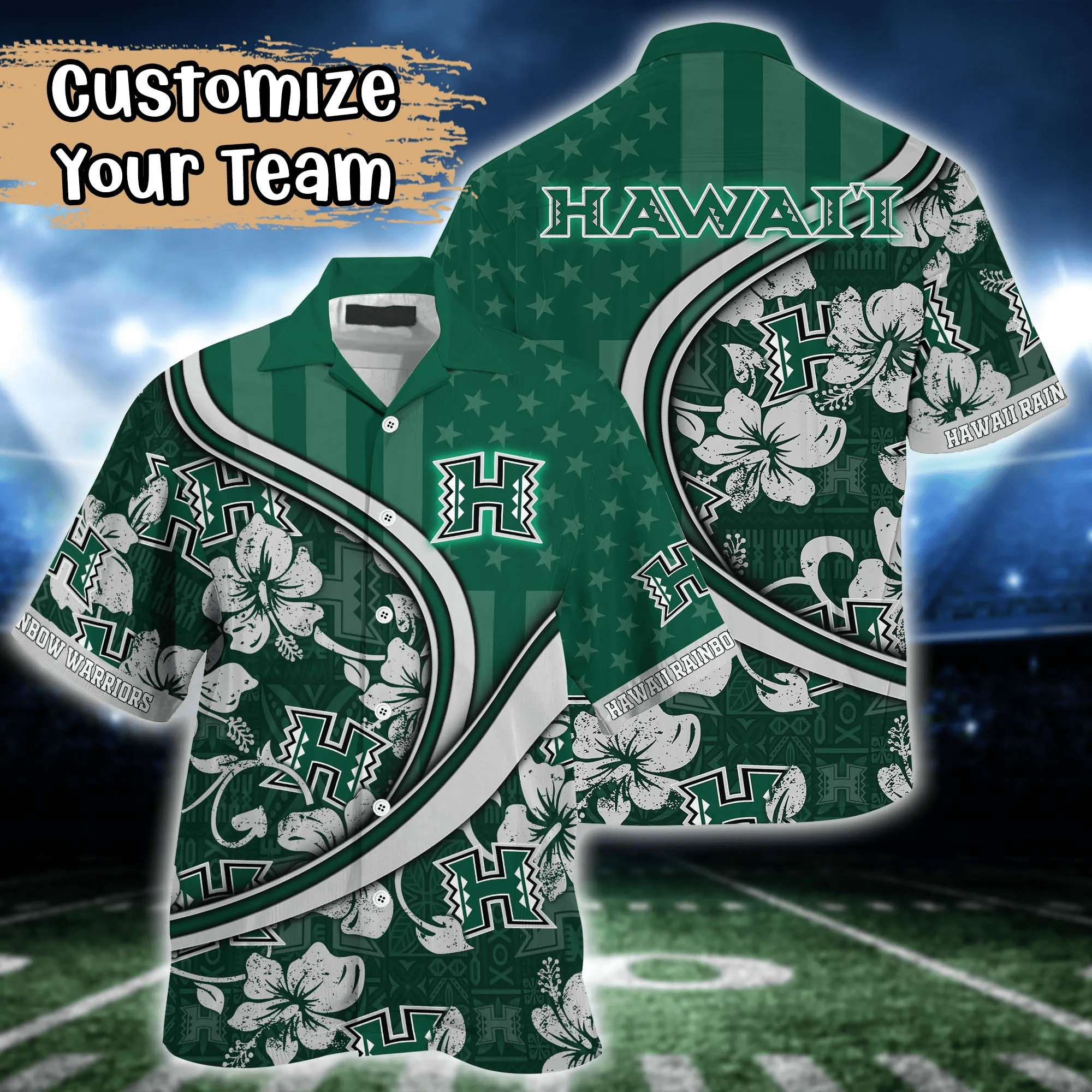 Hawaii Rainbow Warriors NCAA Us Flag Hawaiian Shirt Custom Summer Aloha Shirt