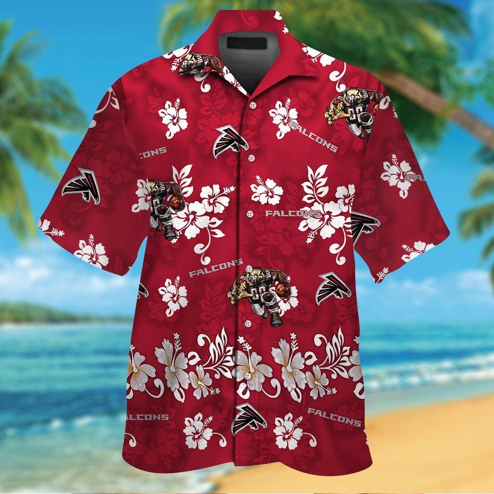 Hawaiian Shirt Short Sleeve Atlanta Falcons Tropical Button Up