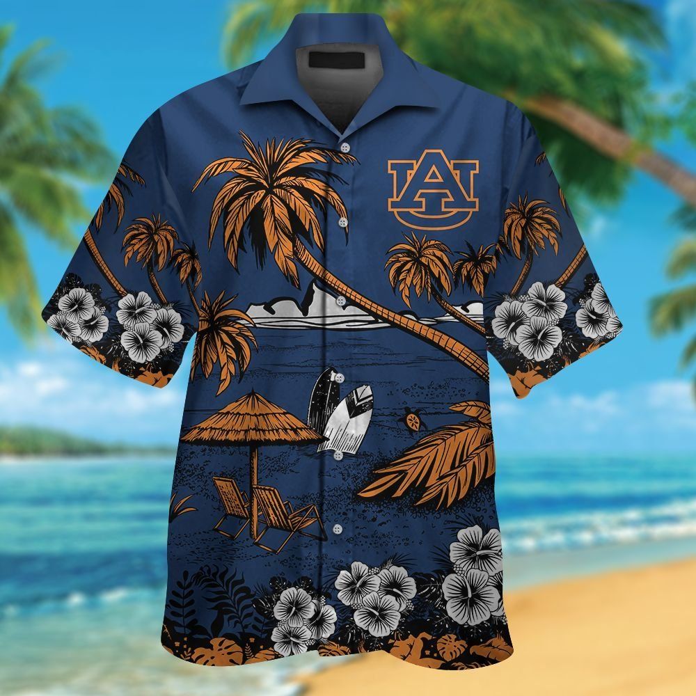 Hawaiian Short Sleeve Auburn Tigers Shirt Button Up Tropical
