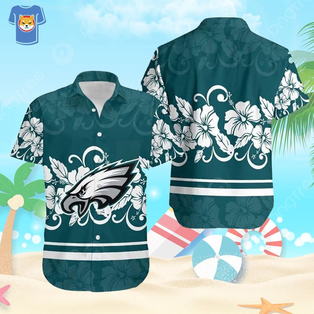 Hibiscus Flowers Pattern NFL Philadelphia Eagles Hawaiian Shirt For Football Fans