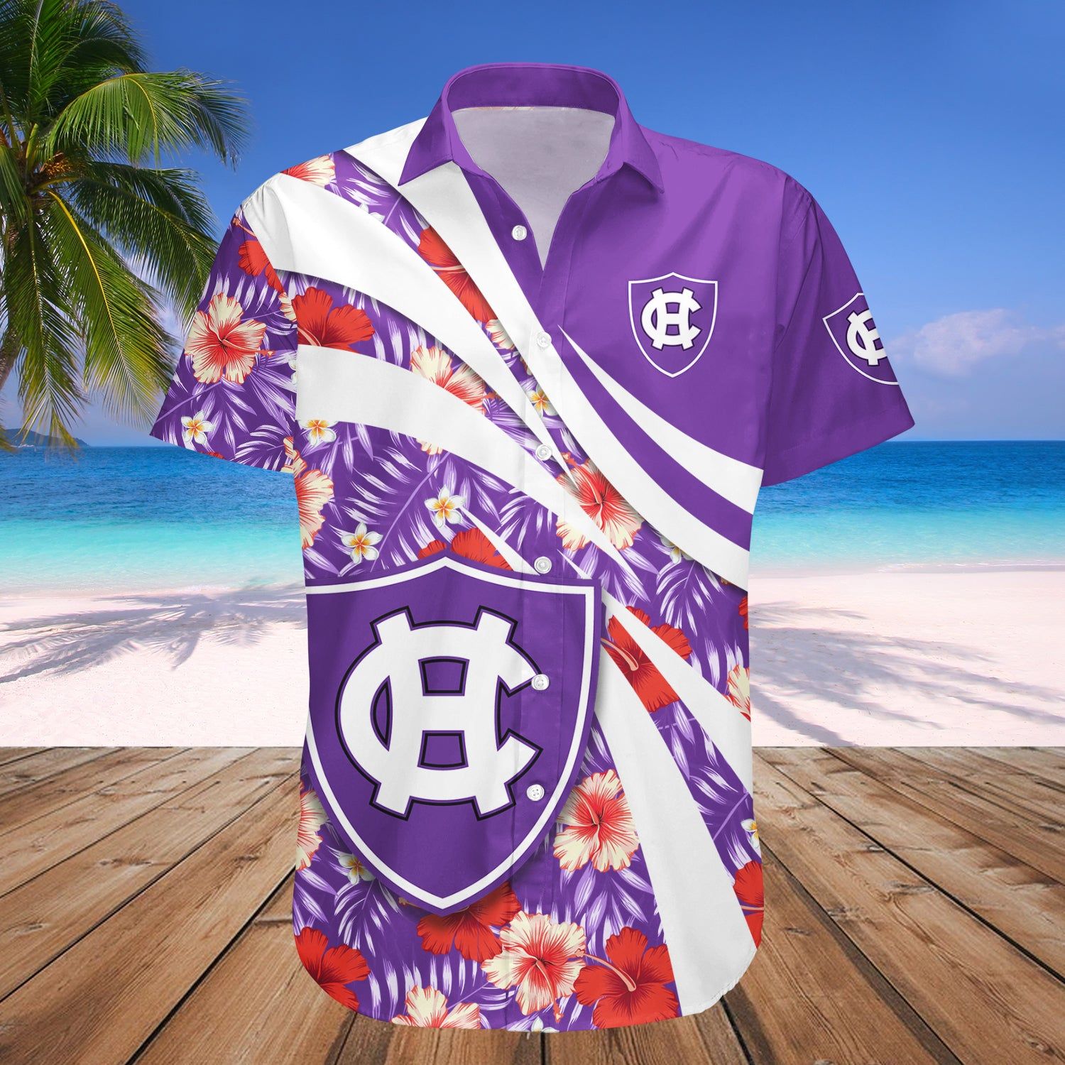 Holy Cross Crusaders Hawaii Shirt Hibiscus Sport Style NCAA