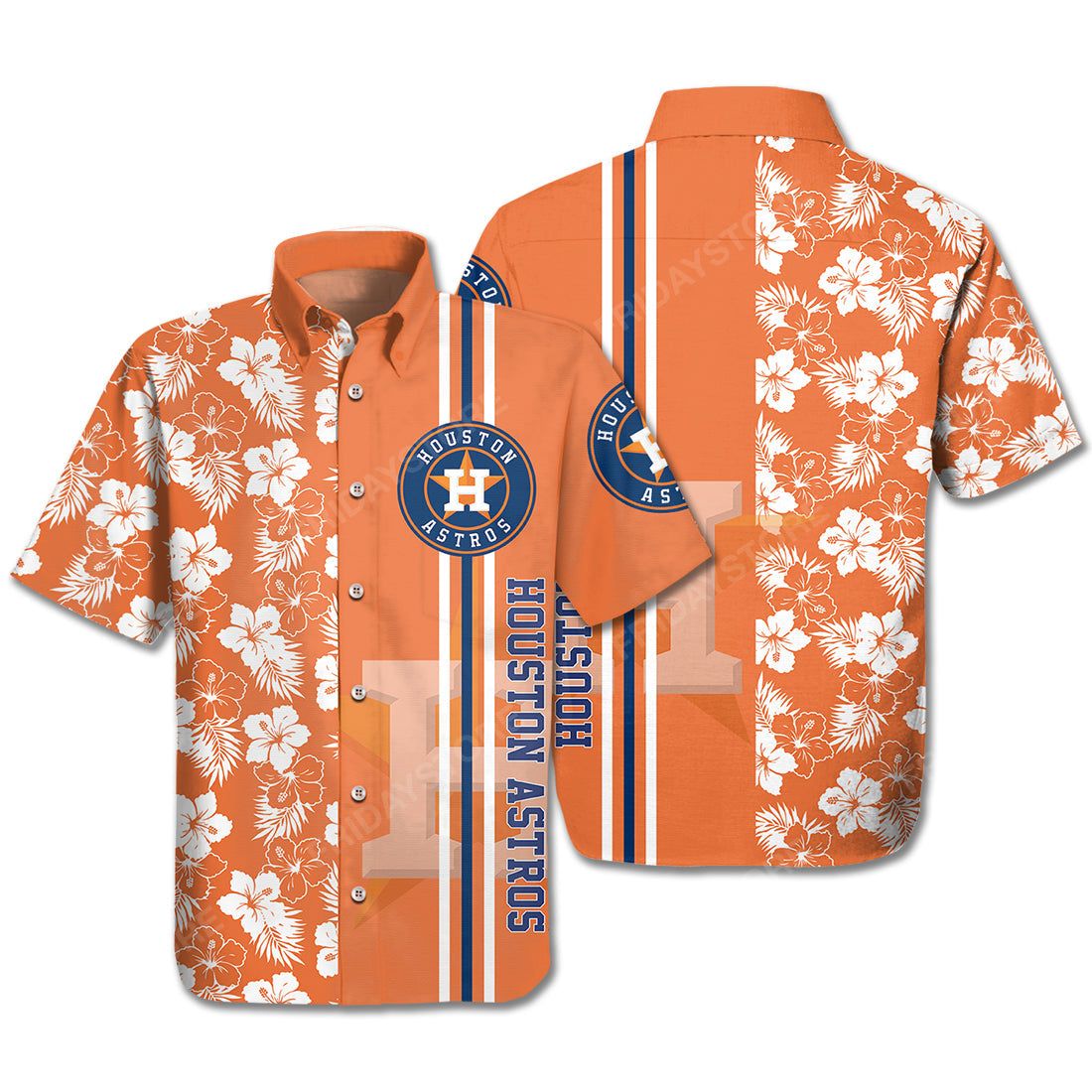 Houston Astros Hawaiian Shirt Houston Astros Logo Baseball Orange White Hawaii Aloha Shirt