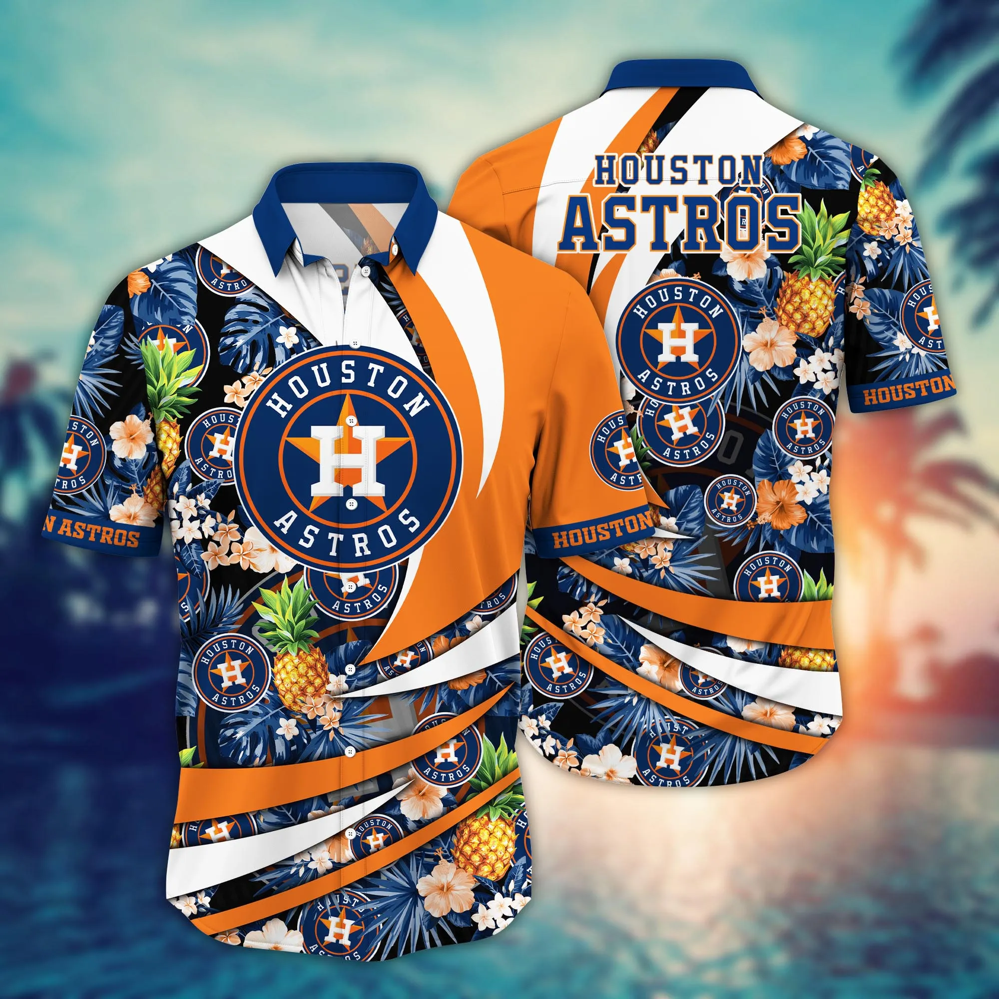 Houston Astros MLB Hawaiian Shirt Parasols Training Game Shirts