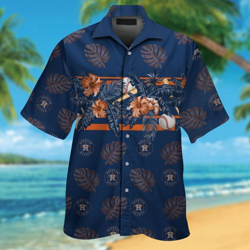 Houston Astros Short Sleeve Button Up Tropical Hawaiian Shirt VER07
