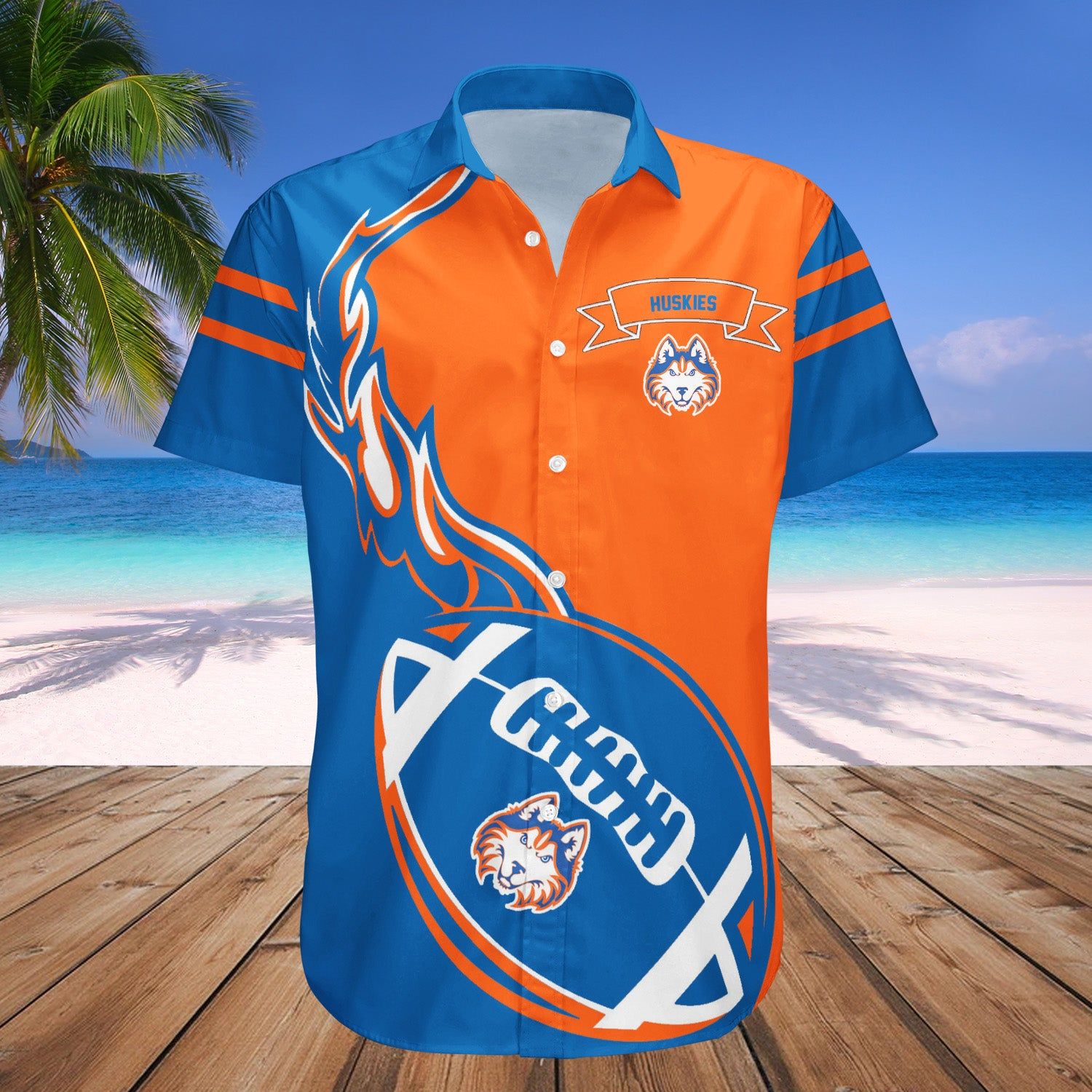 Houston Baptist Huskies Hawaii Shirt Flame Ball NCAA