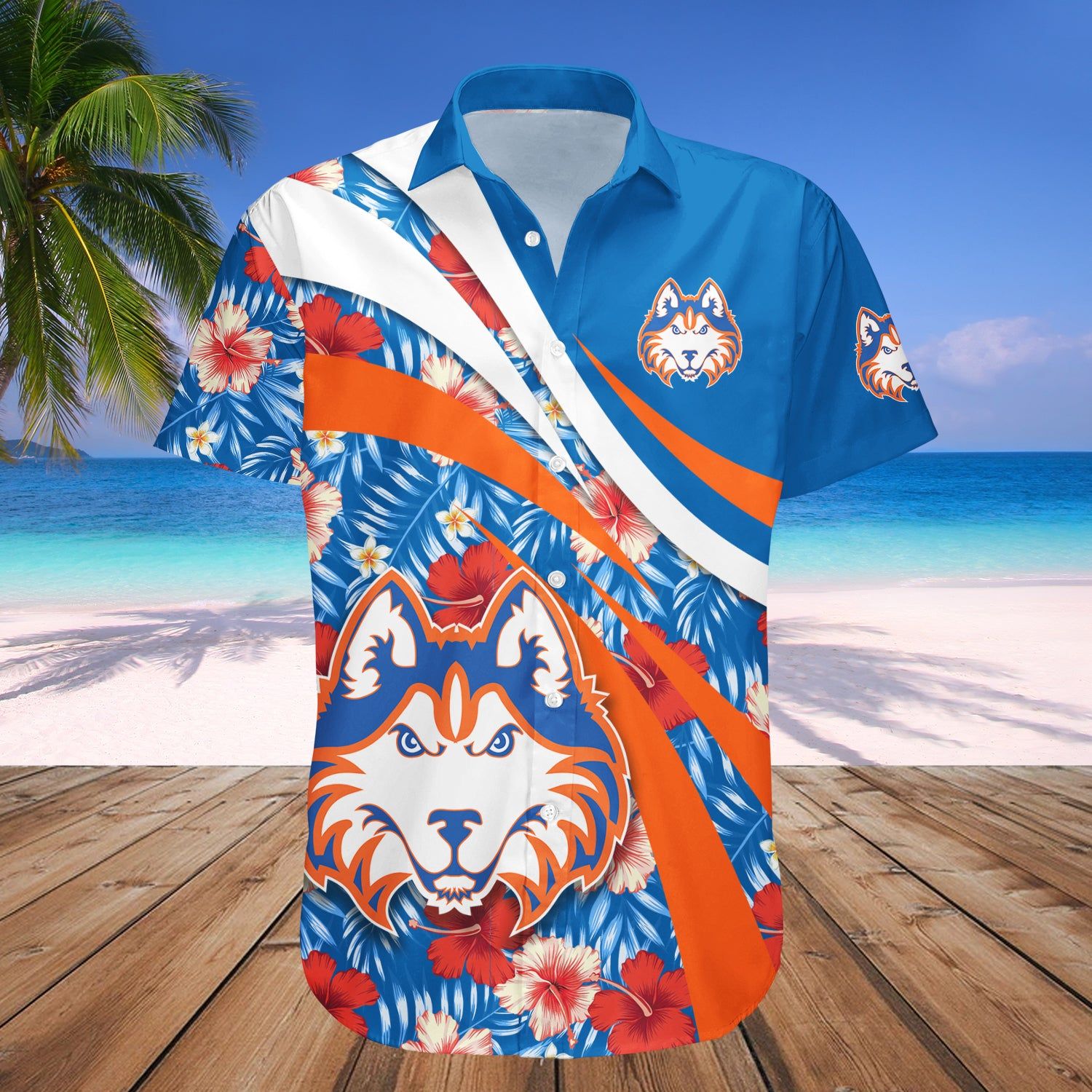 Houston Baptist Huskies Hawaii Shirt Hibiscus Sport Style NCAA