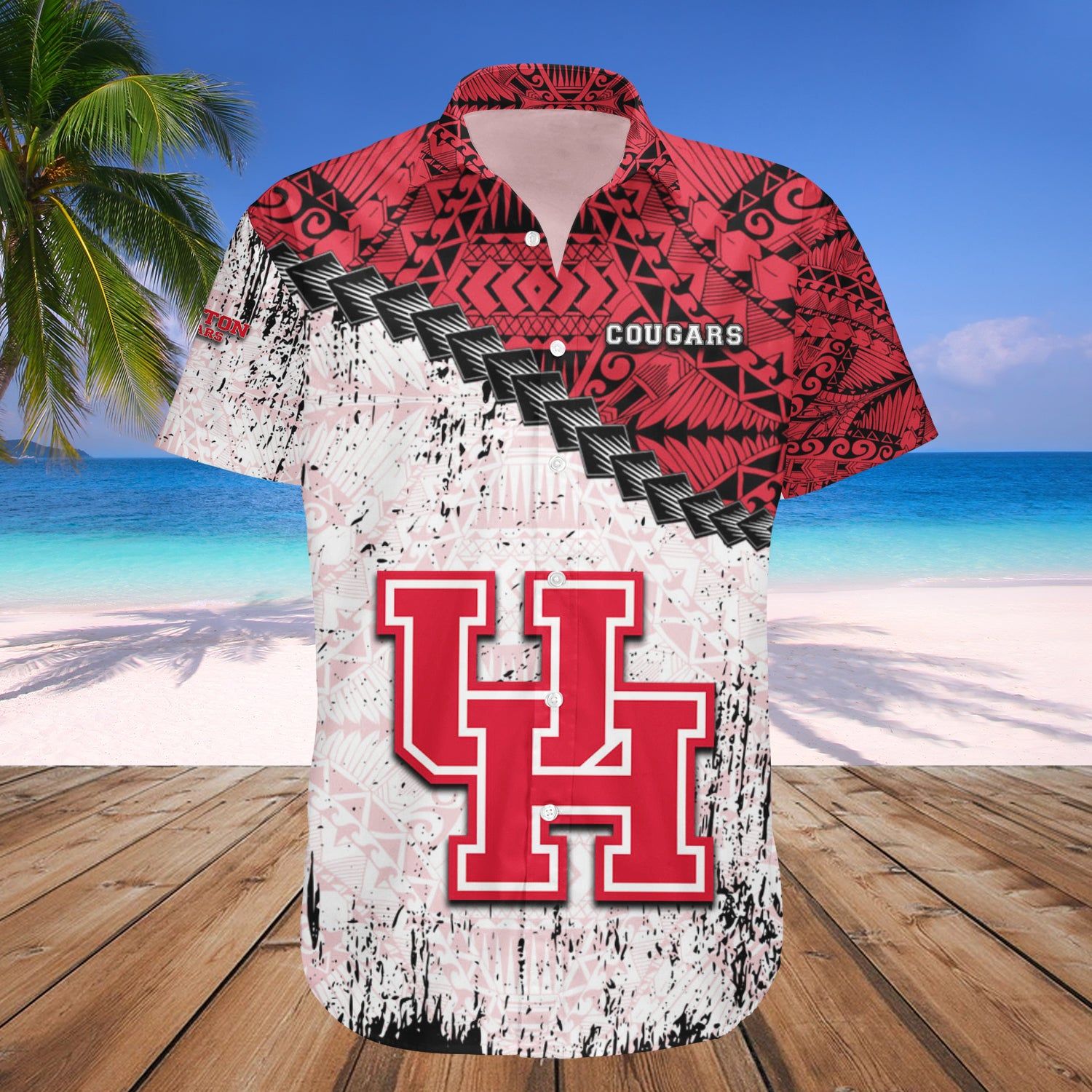 Houston Cougars Hawaii Shirt Grunge Polynesian Tattoo NCAA
