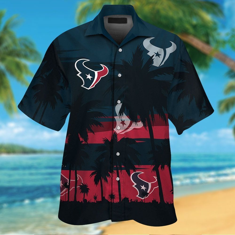 Houston Texans Short Sleeve Button Up Tropical Hawaiian Shirt VER010