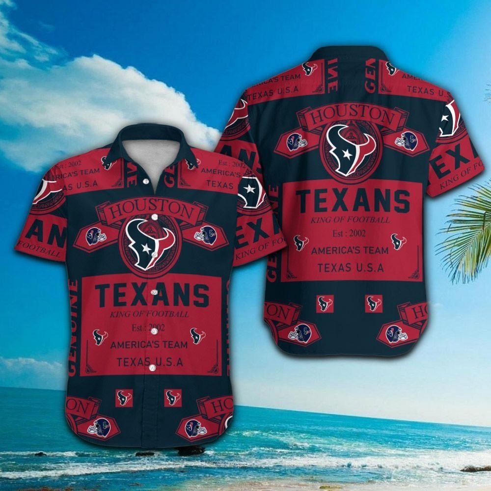Houston Texans Short Sleeve Button Up Tropical Hawaiian Shirt VER030
