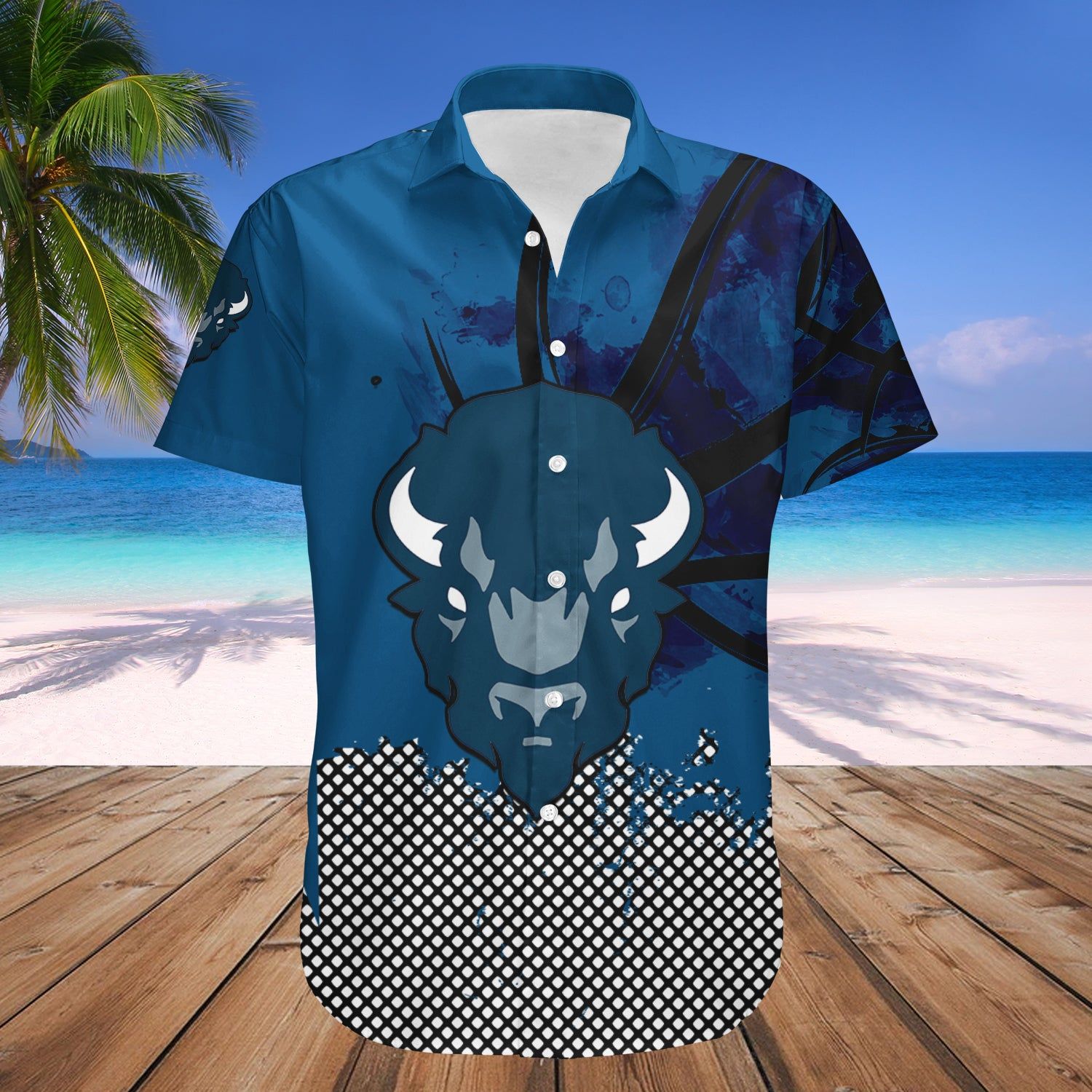 Howard Bison Hawaii Shirt Basketball Net Grunge Pattern NCAA