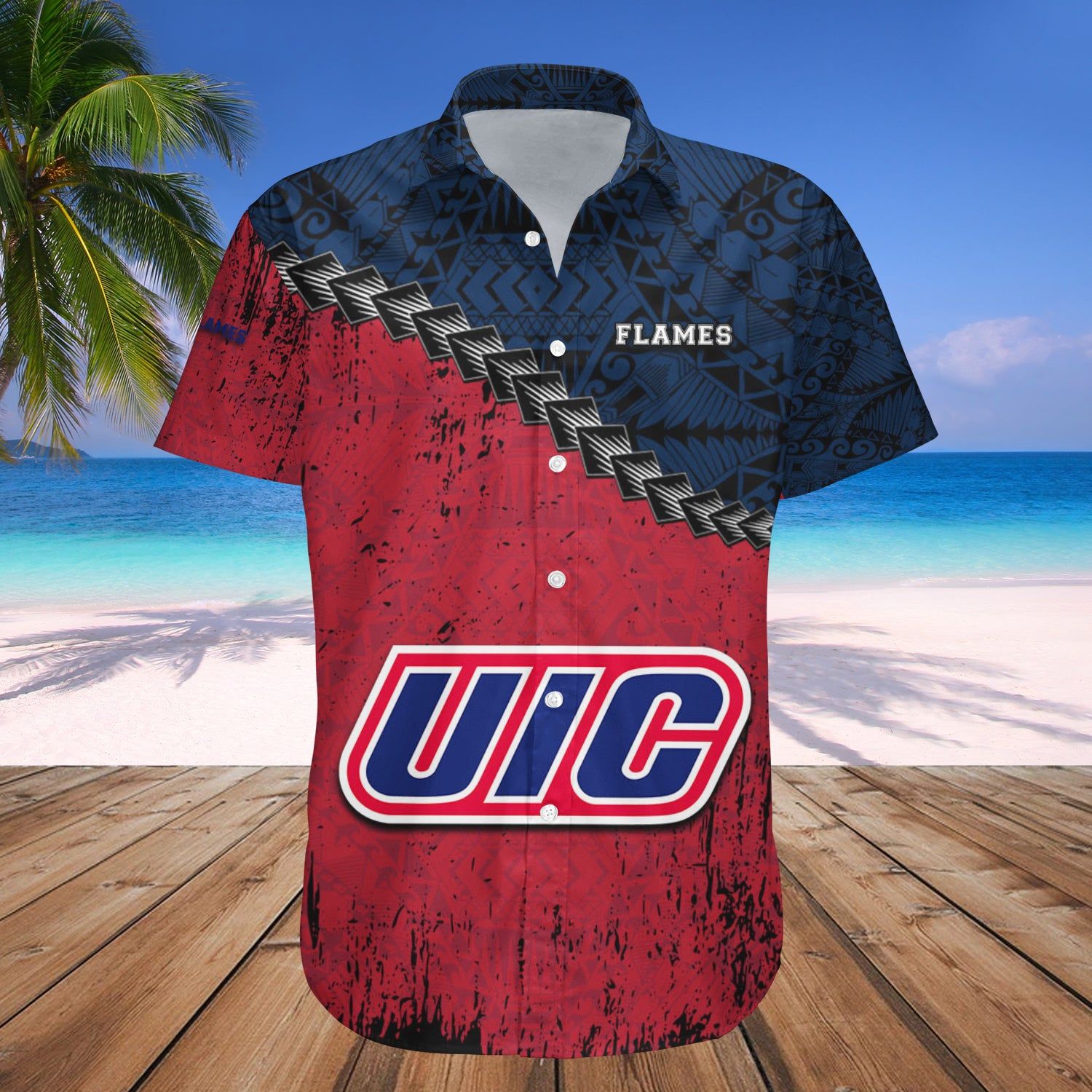 Illinois-Chicago Flames Hawaii Shirt Grunge Polynesian Tattoo NCAA