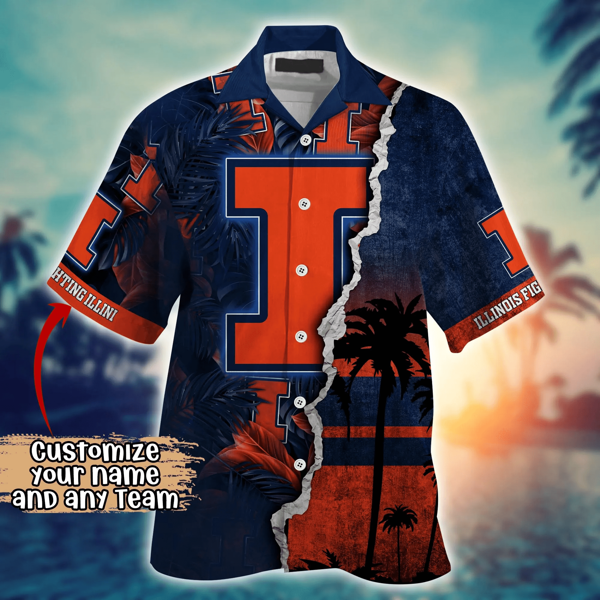 illinois fighting illini ncaa hawaiian shirt custom sunburn aloha shirt 7167 8qk4l