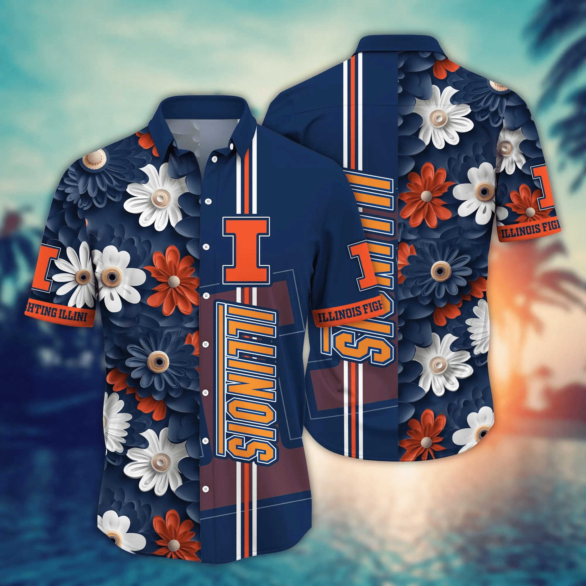 Illinois Fighting Illini NCAA Hawaiian Shirt Outdoor Movies Aloha Shirt
