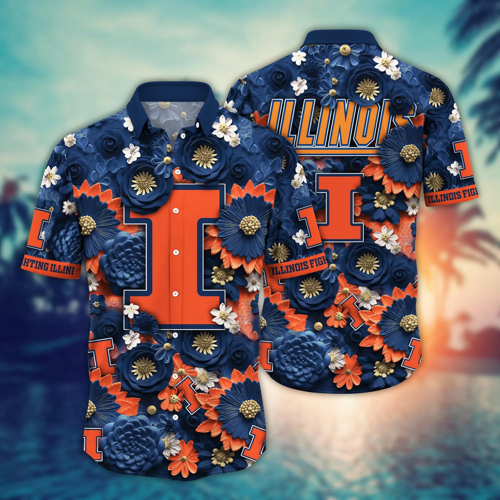 Illinois Fighting Illini NCAA Hawaiian Shirt Trending For This Summer Customize Shirt Any Team