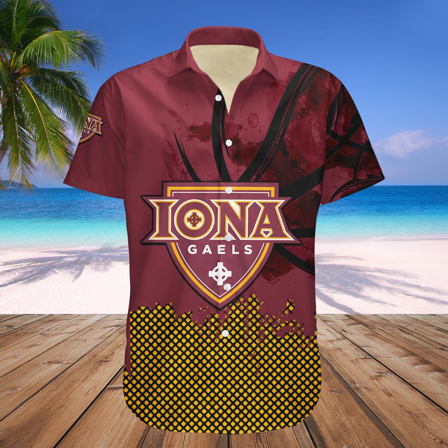 Iona Gaels Hawaii Shirt Basketball Net Grunge Pattern NCAA