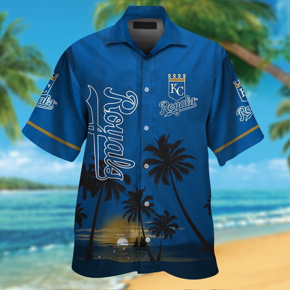 Kansas City Royals Short Sleeve Button Up Tropical Hawaiian Shirt VER011