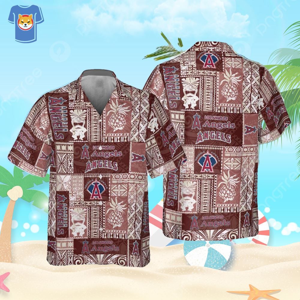 Los Angeles Angels Baseball Inspired Tropical Hawaiian Beachwear 1 Los Angeles Angels Baseball Inspired Tropical Hawaiian Beachwear