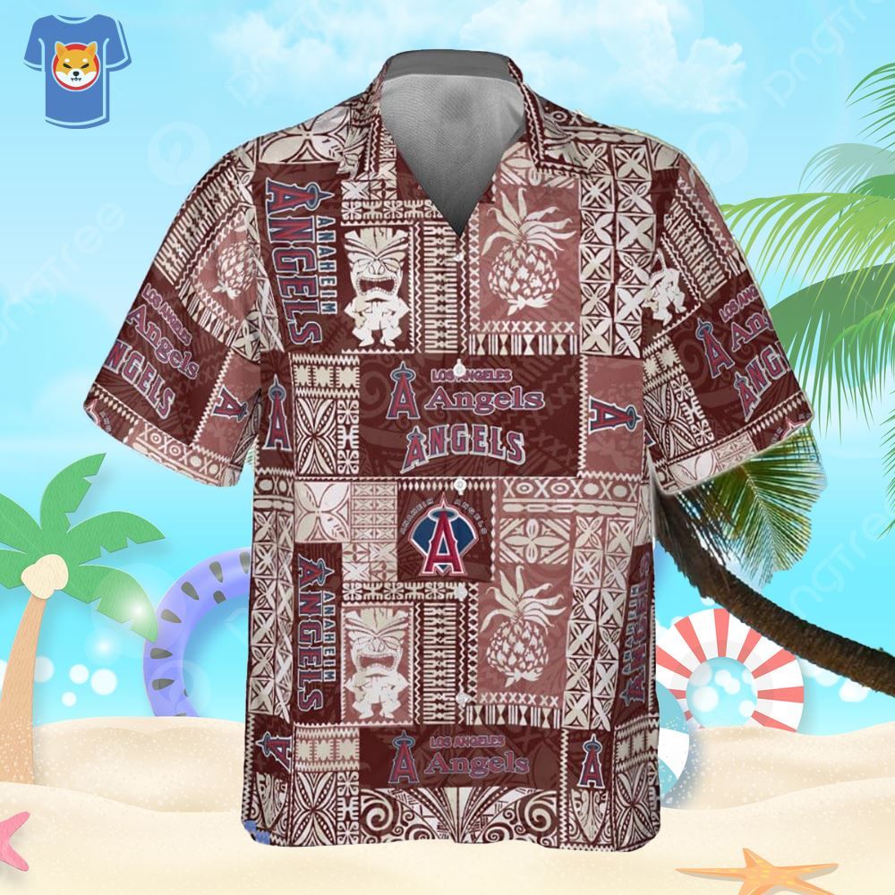 Los Angeles Angels Baseball Inspired Tropical Hawaiian Beachwear 2 Los Angeles Angels Baseball Inspired Tropical Hawaiian Beachwear - Image 2