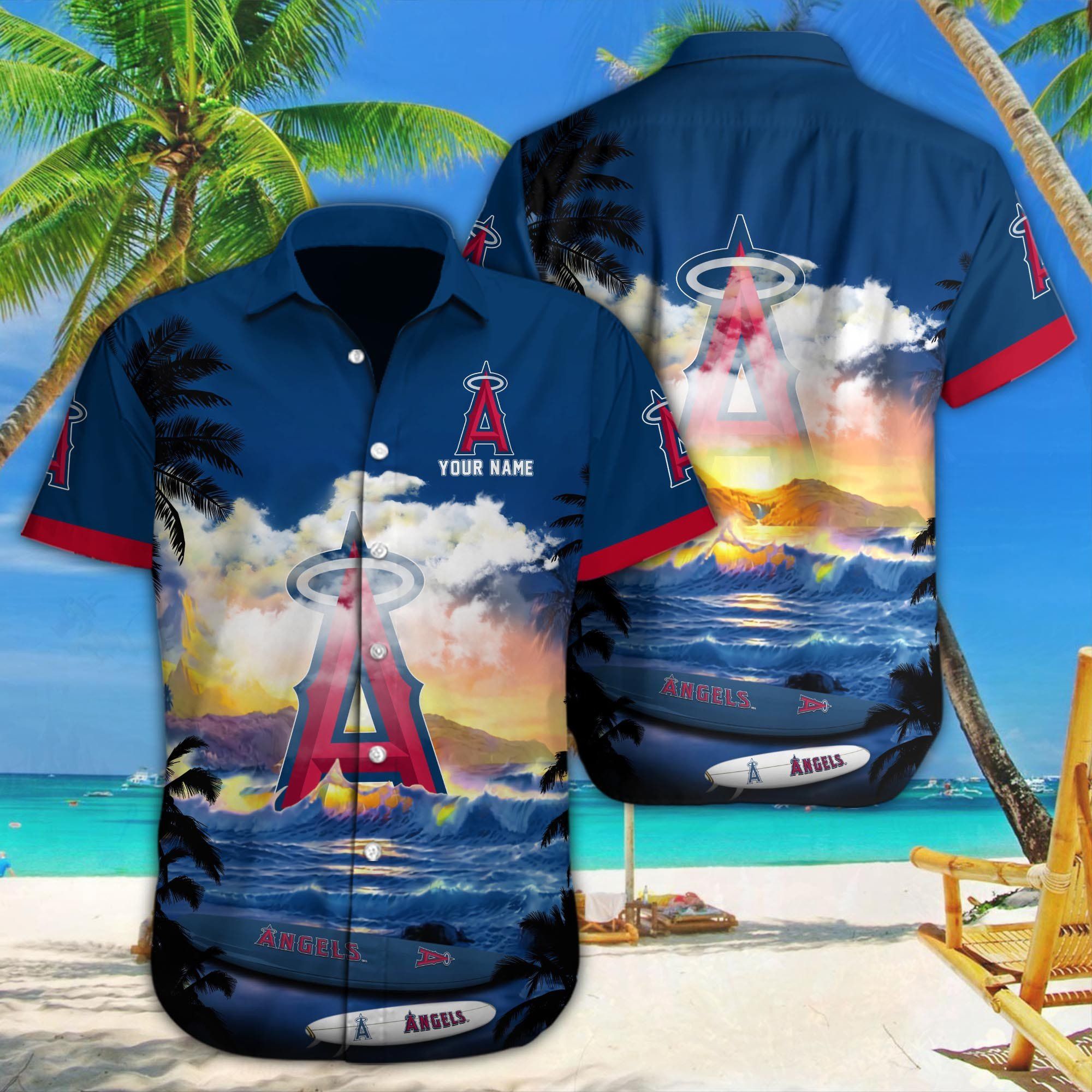 Los Angeles Angels Custom Name Printed Aloha Shirt 1 Los Angeles Angels Custom Name Printed Aloha Shirt