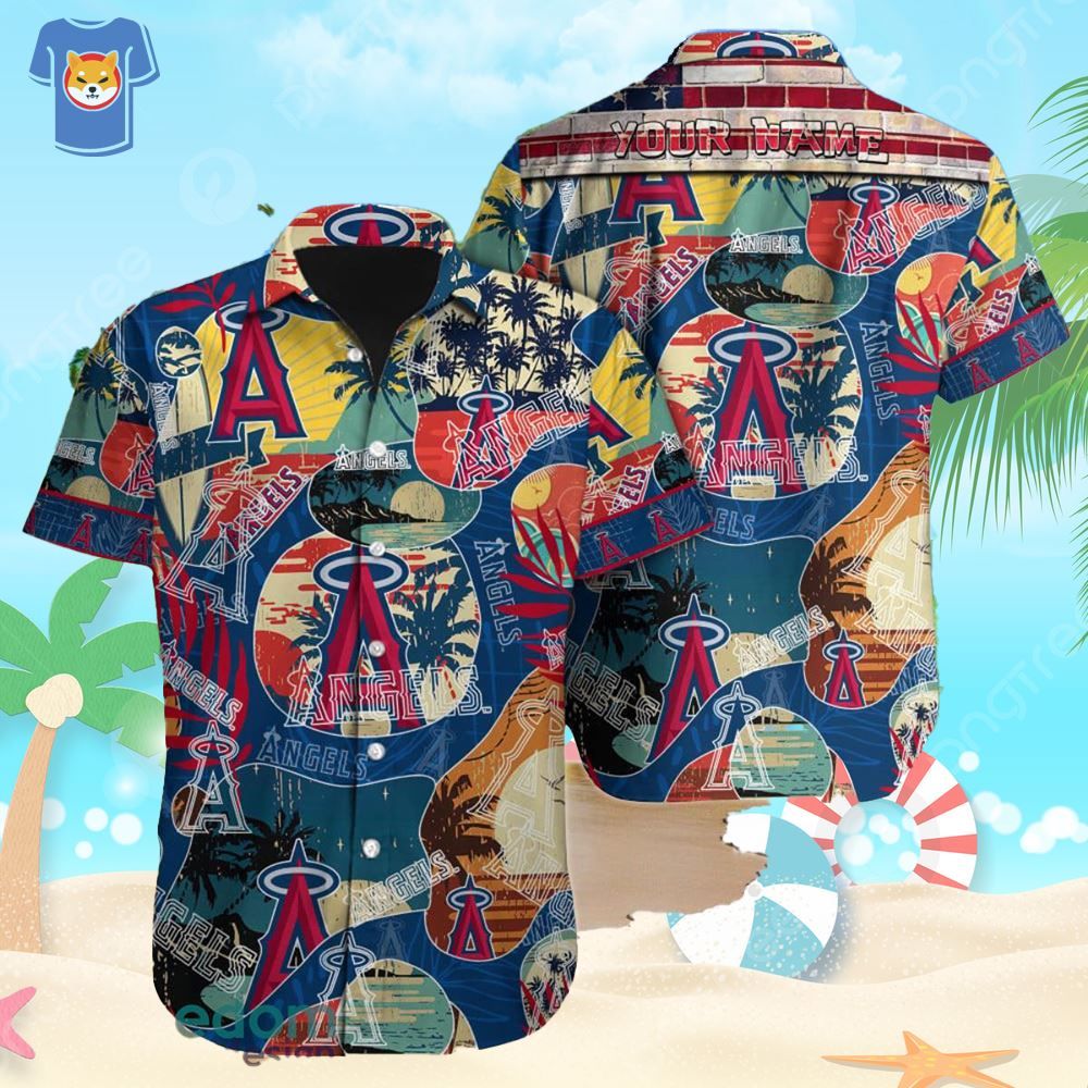 Los Angeles Angels MLB Custom Name Hawaiian Shirt For Men Women Gift For Fans 1 Los Angeles Angels MLB Custom Name Hawaiian Shirt For Men Women Gift For Fans