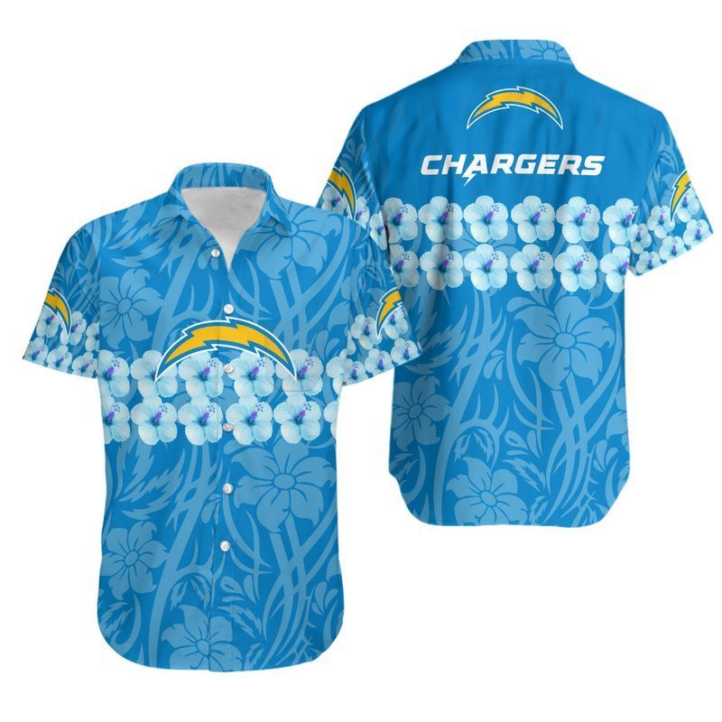 Los Angeles Chargers Flower And Logo Hawaii Shirt And Shorts Summer Collection Trendy Aloha
