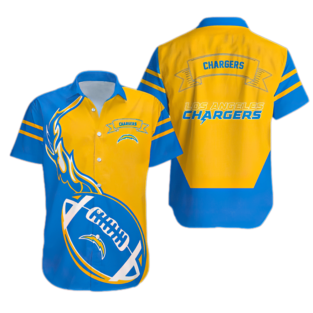 Los Angeles Chargers Unisex Hawaiian Shirt Flame Ball