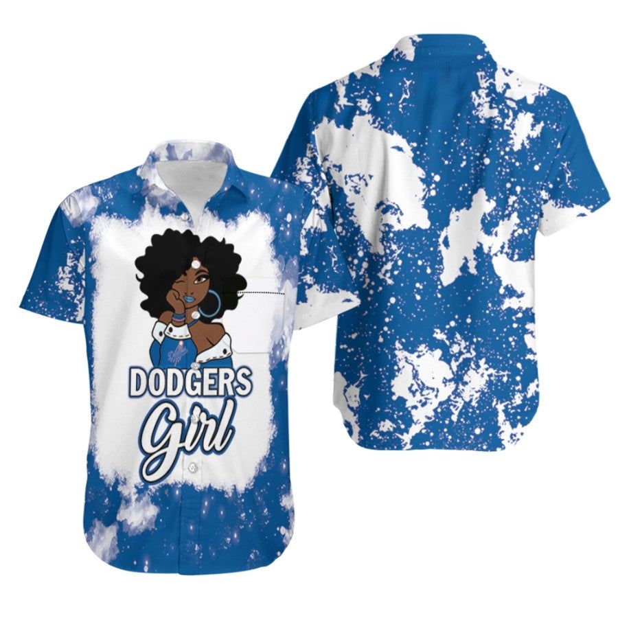 Los Angeles Dodgers Girl African Girl MLB Team Allover Design Gift For Los Angeles Dodgers Fans Hawaiian Shirt â€“ MLB