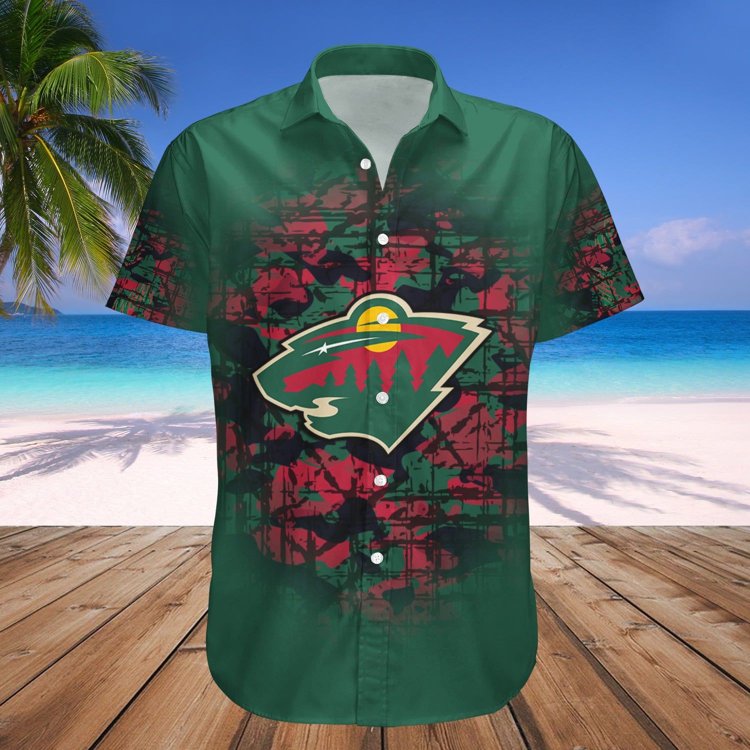 Minnesota Wild Hawaii Shirt Camouflage Vintage NHL