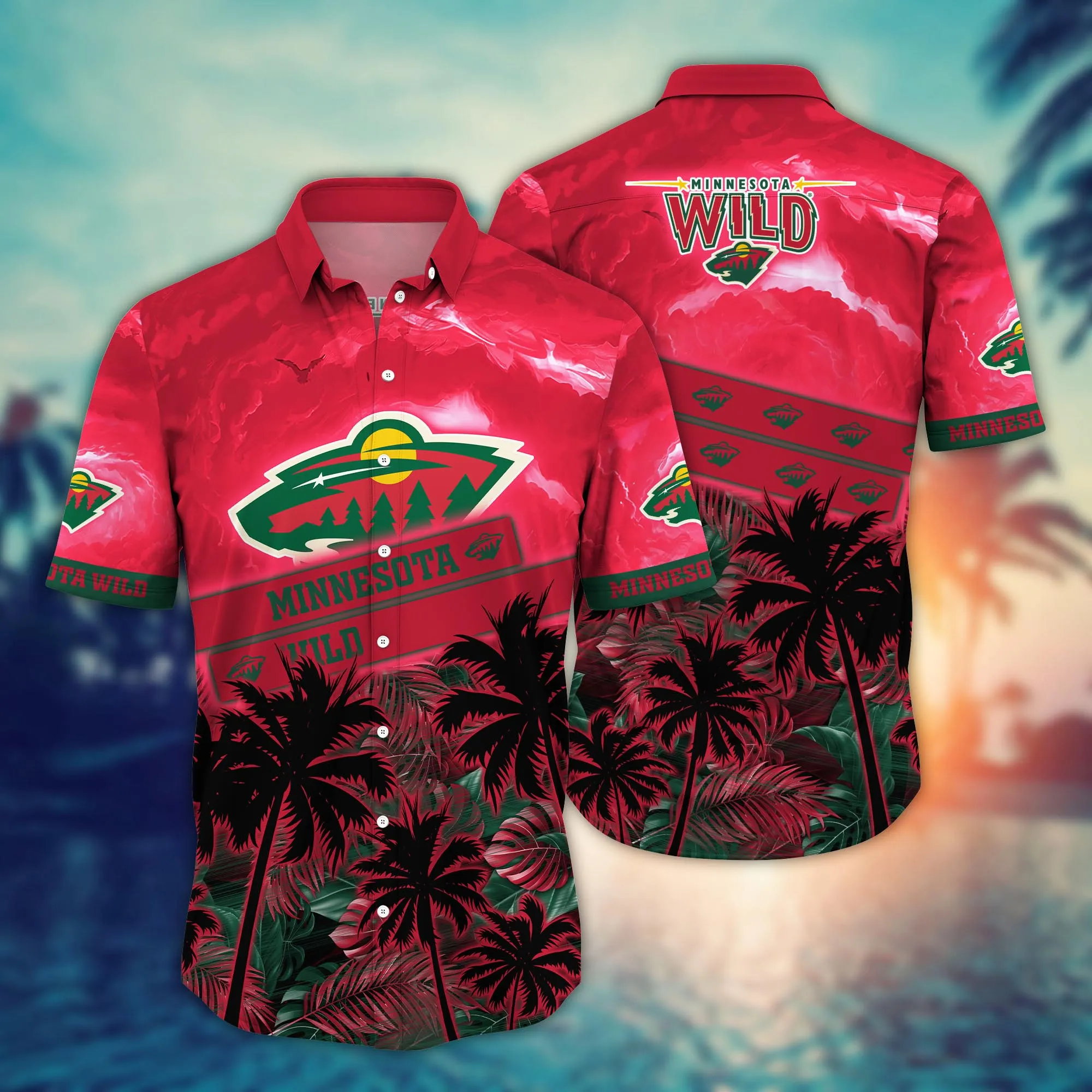 Minnesota Wild NHL Hawaiian Shirt Golden Hourtime Aloha Shirt