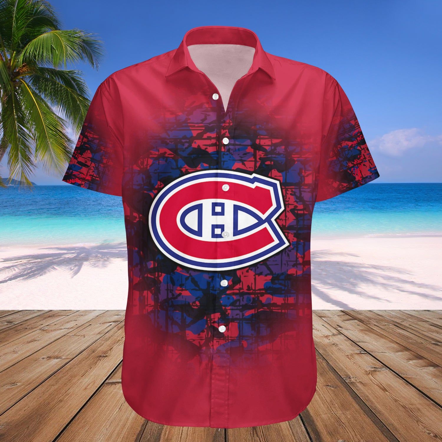 Montreal Canadiens Hawaii Shirt Camouflage Vintage NHL