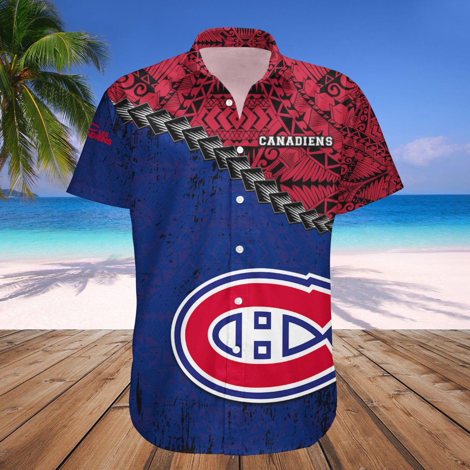 Montreal Canadiens Hawaii Shirt Grunge Polynesian Tattoo NHL