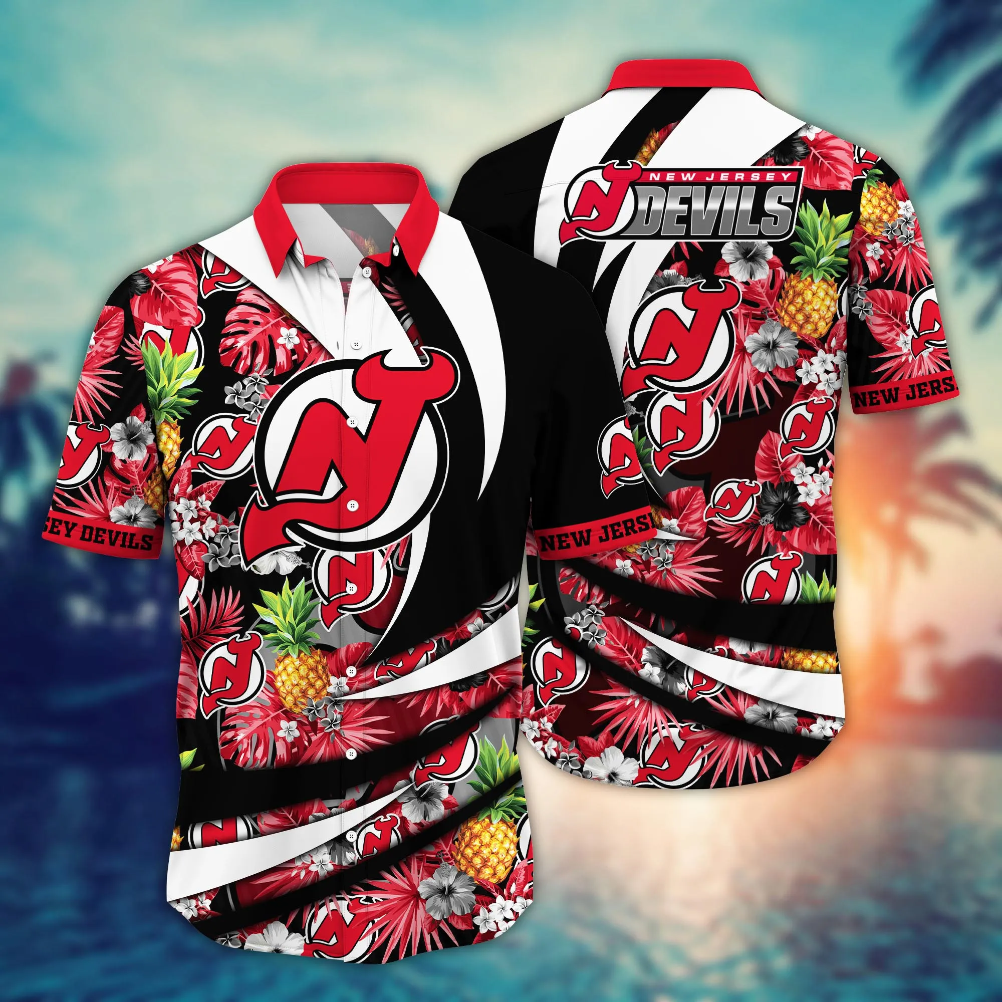 New Jersey Devils NHL Hawaiian Shirt Fireflies Ninety-Minute Game Shirts