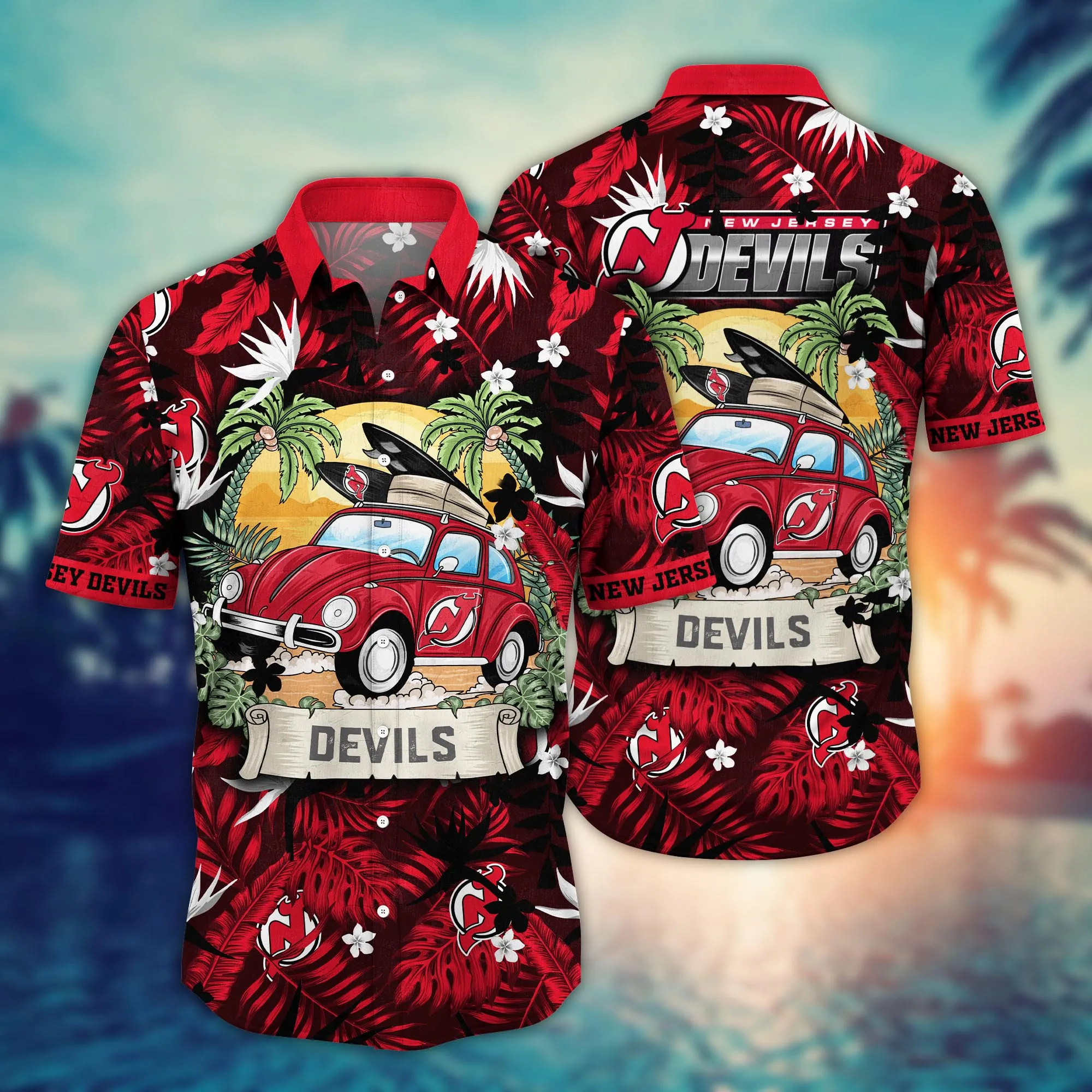 New Jersey Devils NHL Hawaiian Shirt Ice-Cold Drinkstime Aloha Shirt