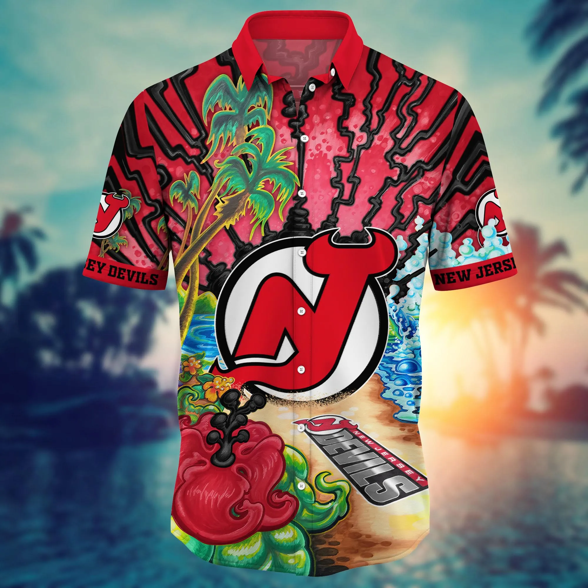 New Jersey Devils NHL Hawaiian Shirt Summerytime Aloha Shirt 2 New Jersey Devils NHL Hawaiian Shirt Summerytime Aloha Shirt - Image 2
