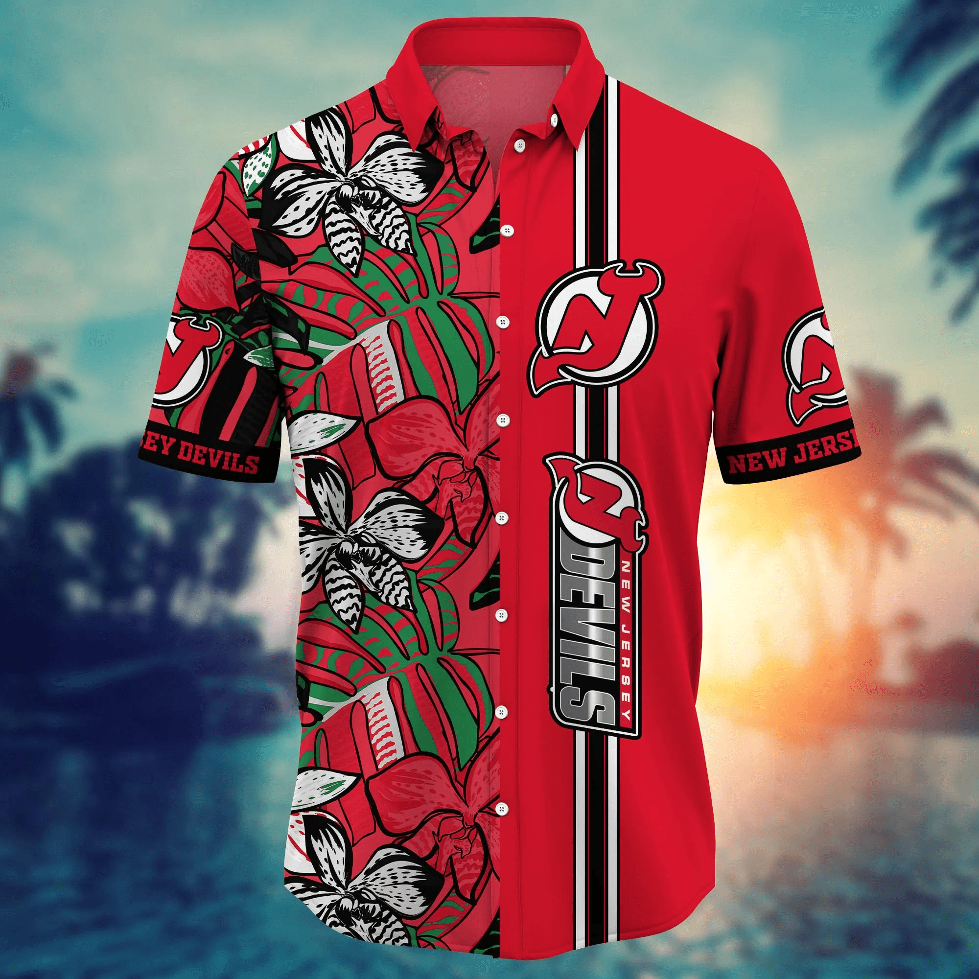 New Jersey Devils NHL Hawaiian Shirt Sunglasses Aloha Shirt 2 New Jersey Devils NHL Hawaiian Shirt Sunglasses Aloha Shirt - Image 2