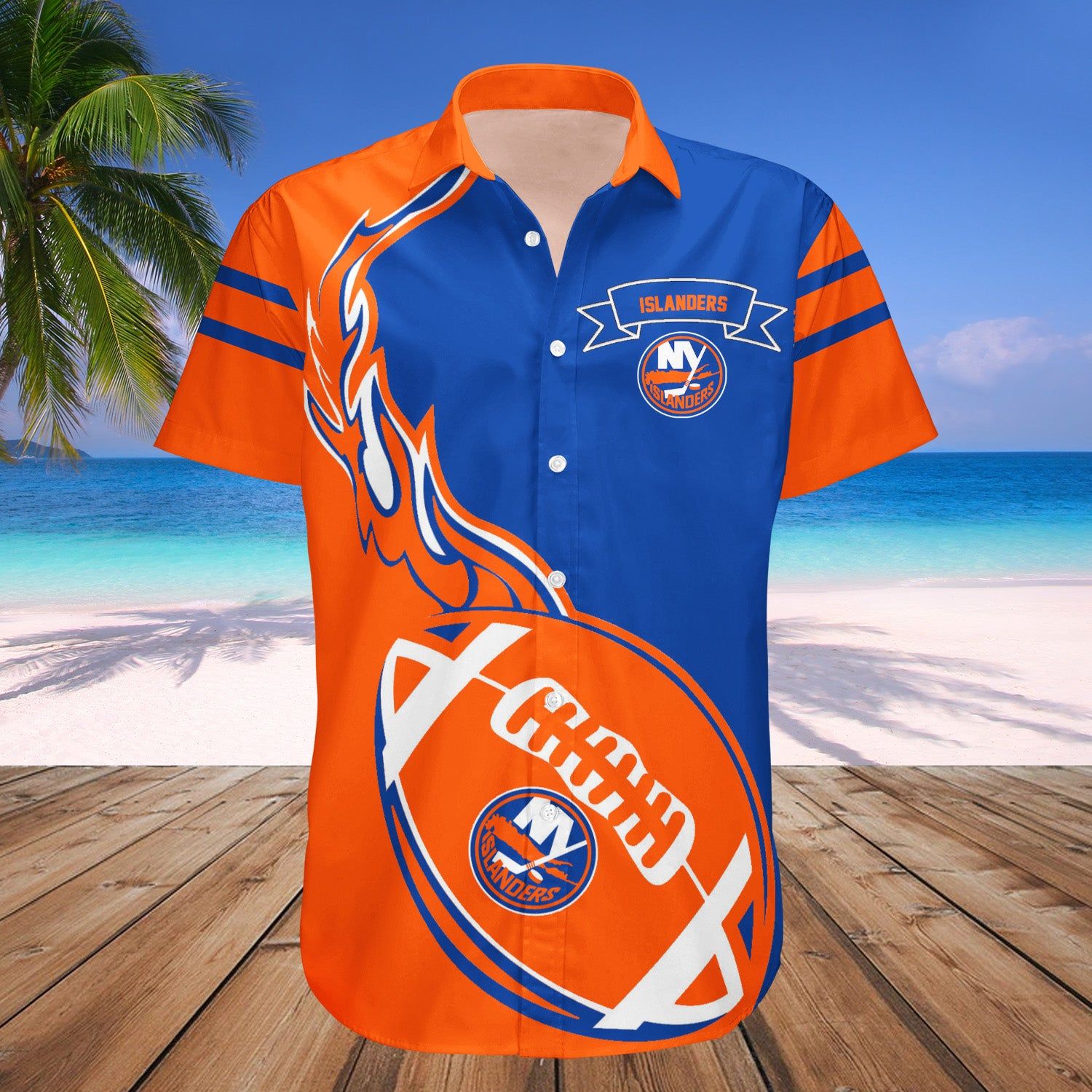 New York Islanders Hawaii Shirt Flame Ball NHL