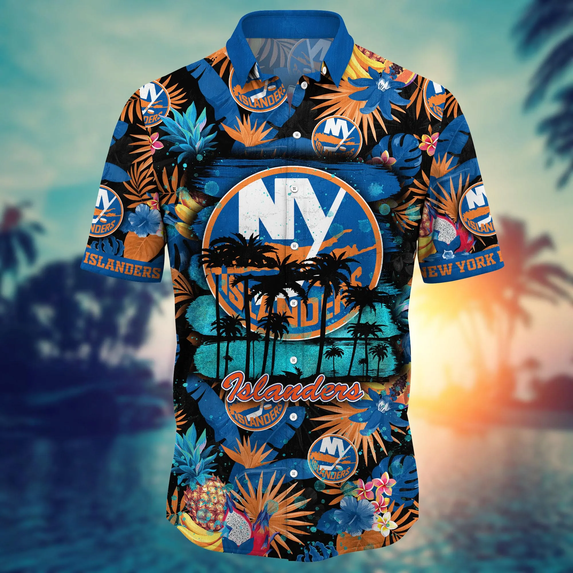 New York Islanders NHL Hawaiian Shirt Hikingtime Aloha Shirt 2 New York Islanders NHL Hawaiian Shirt Hikingtime Aloha Shirt - Image 2