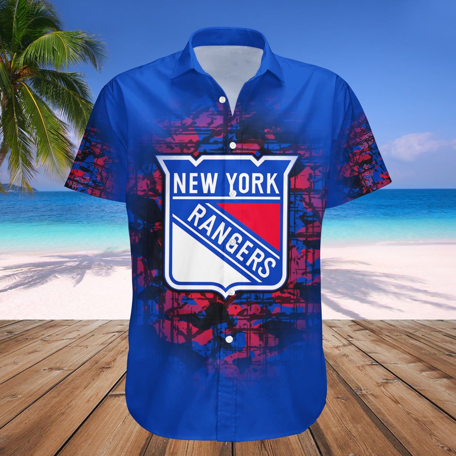 New York Rangers Hawaii Shirt Camouflage Vintage NHL