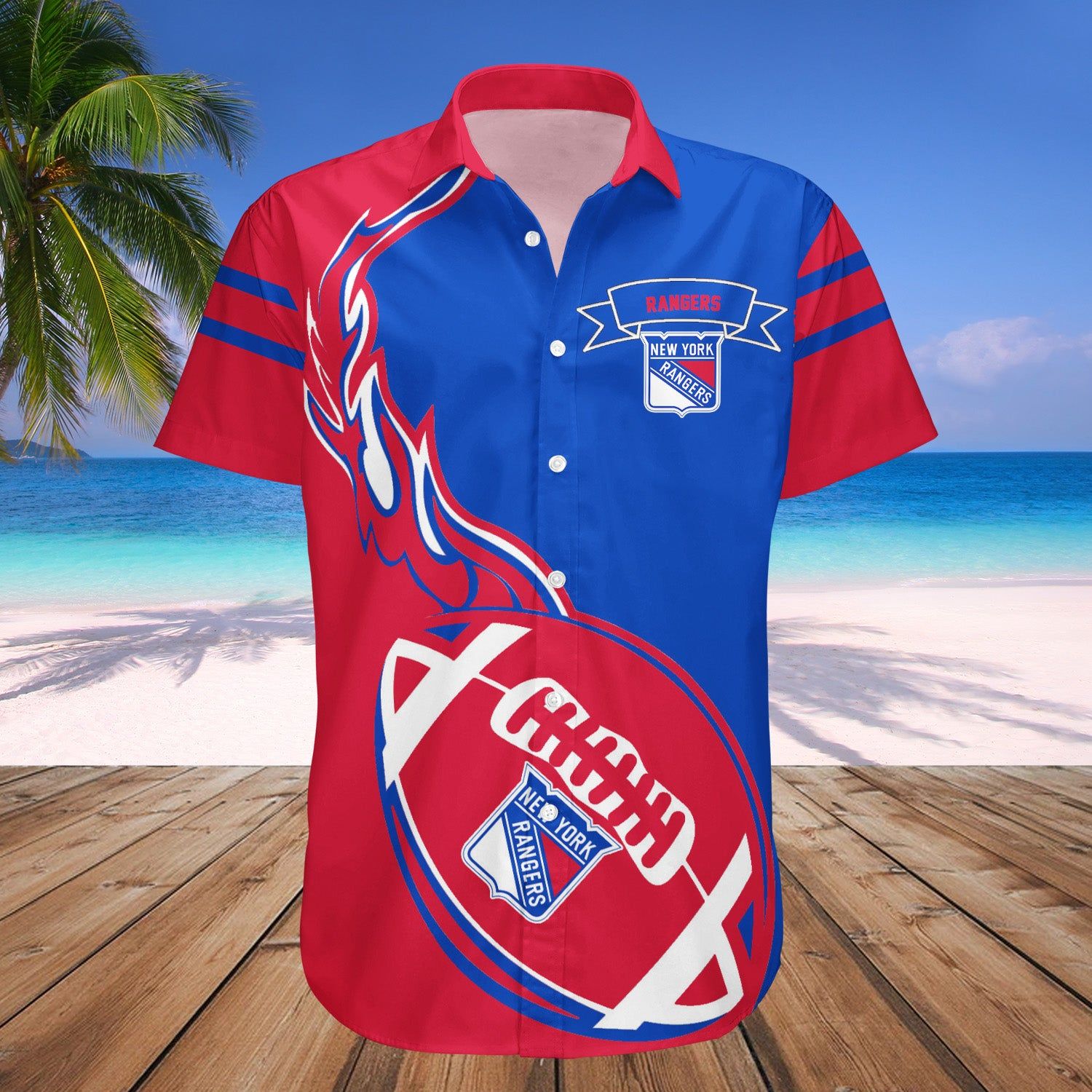 New York Rangers Hawaii Shirt Flame Ball NHL