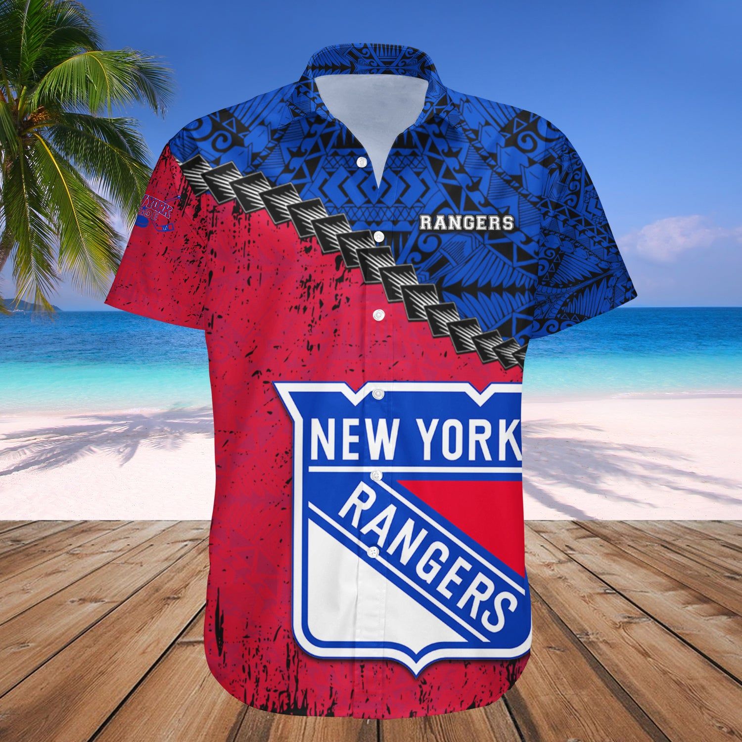 New York Rangers Hawaii Shirt Grunge Polynesian Tattoo NHL