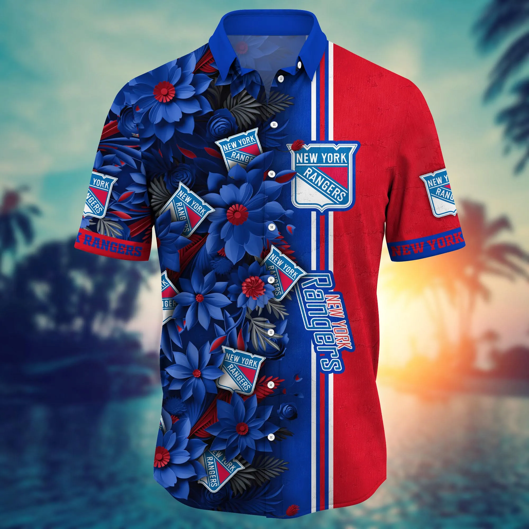 New York Rangers NHL Hawaiian Shirt Custom Sun-Soaked Aloha Shirt 2 New York Rangers NHL Hawaiian Shirt Custom Sun-Soaked Aloha Shirt - Image 2
