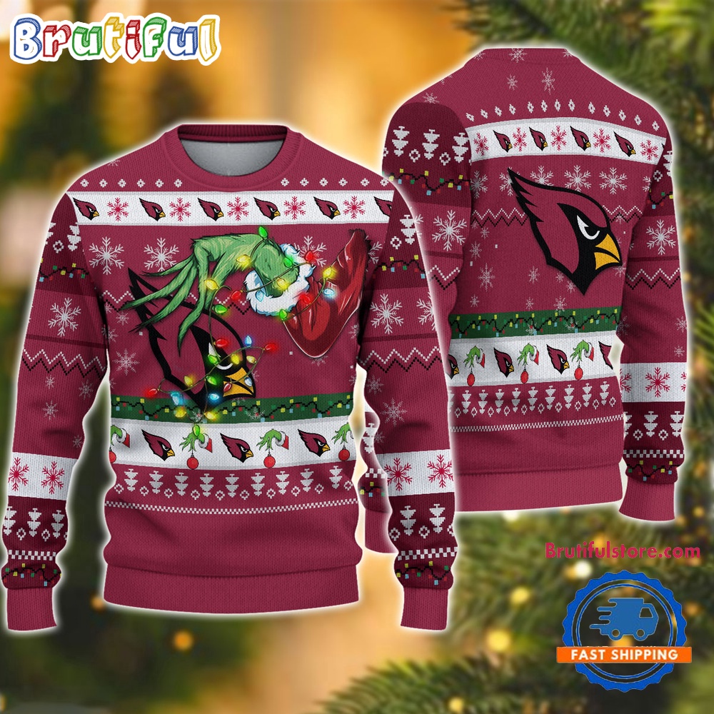 NFL Arizona Cardinals Special Grinch?s Hand Football Christmas Ugly Sweater 2024
