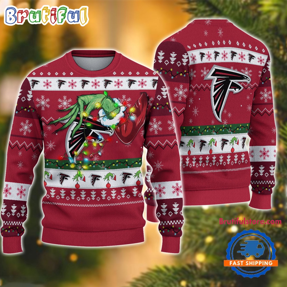 NFL Atlanta Falcons Special Grinch?s Hand Football Christmas Ugly Sweater
