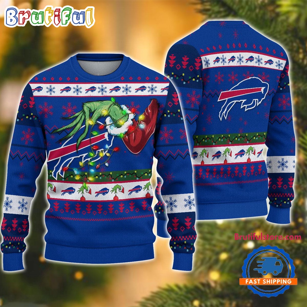 NFL Buffalo Bills Special Grinch?s Hand Football Christmas Ugly Sweater
